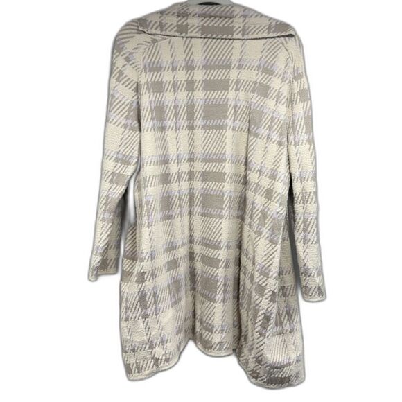 Ann Taylor Plaid Jacquard Coatigan - Super Soft - Beige & Taupe - M Petite - Picture 3 of 5
